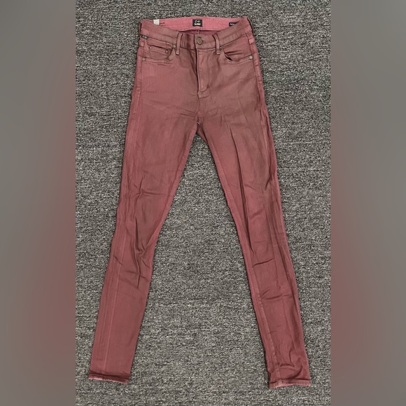 Citizens of Humanity Rocket Slick High Rise Coated Skinny Jeans Burgundy Size 26 - Picture 3 of 9